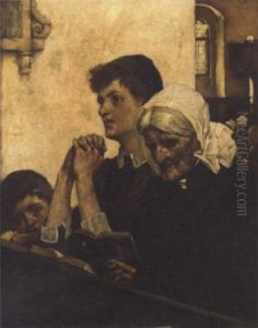 Figures In A Church by Lindsay Bernard Hall
