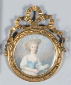 Une Jeune Femme En Robe Bleu Et Blanche Sur Fond De Ciel Nuageux by Pierre Adolphe Hall