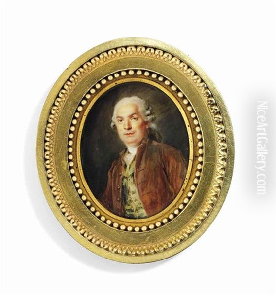 A Gentleman In Brown Coat, Green Waistcoat, Powdered Wig - view 1