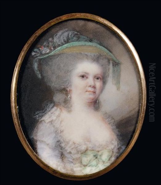Portrait De Madame Rose Bertinen Robe De Soie Mauve A Ruban Noue Vert Anis, Comme Son Chapeau De Paille A Plume D'autruche Et Voile Retombant - view 1