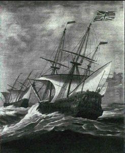 A Man Of War Heeling In The Swell