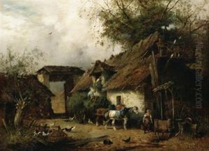 Beim Einbringen Der Heuernte Auf Dem Hofe