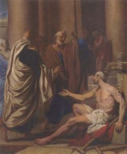 Saints Peter And John Healing The Cripple by Claude Guy Halle