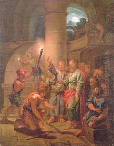The Miracle Of Ss. Paul And Barnabus At Lystra by Claude Guy Halle