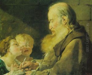 A Schoolmaster With His Pupils by Noel Halle
