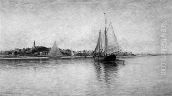 Schooners And Sailing Vessels Along An Animated Coastline - view 1