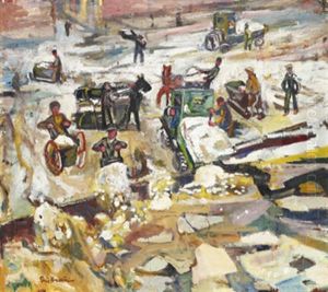Snoskottare Vid Tegelbacken by Eric C. Hallstroem
