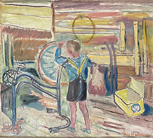 Pojke Med Trasig Cykel - view 1