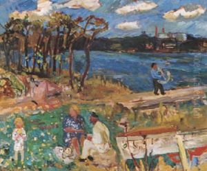 Picnic Vid Sjostranden by Eric C. Hallstroem
