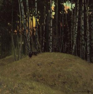 Solnedgang I Skogen - Sunset In The Woods by Gunnar Hallstrom