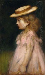 Bildnis Eines Madchens Mit Strohhut by Artur Lajos Halmi