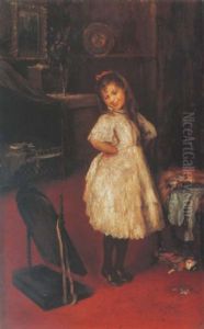 Kislany A Tukor Elott (little Girl In Front Of A Mirror) by Artur Lajos Halmi