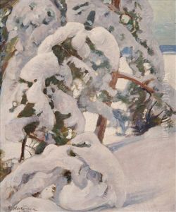 Snowy Pine Trees by Pekka Halonen