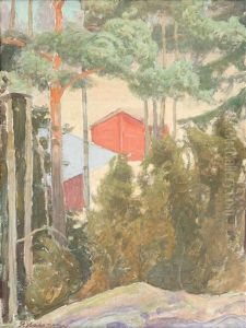Houses In The Shadows Of The Trees by Pekka Halonen