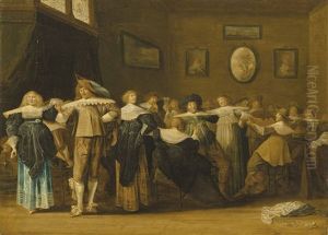 A Merry Company Drinking And Making Music by Dirck Hals