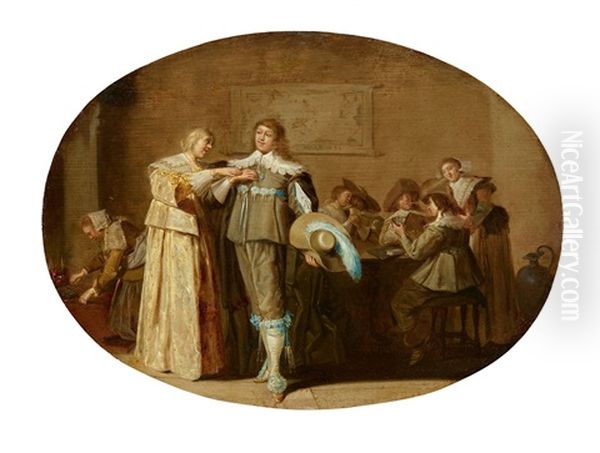 Interior Scene With A Courtly Couple Playing Cards - view 1