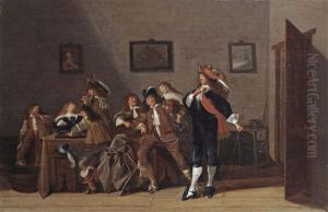 An Interior With An Elegant Company Making Merry by Dirck Hals