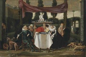 A Merry Company On A Terrace by Dirck Hals