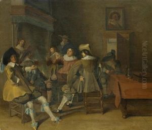 Frohliche Gesellschaft In Einem Interieur by Dirck Hals