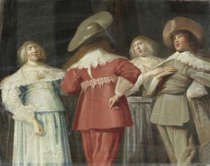 Elegant Figures Conversing In An Interior by Dirck Hals