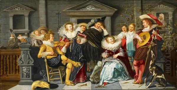 Merry Company Making Music On A Terrace - view 1