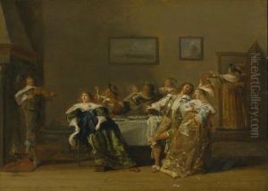 Elegant Company In An Interior by Dirck Hals