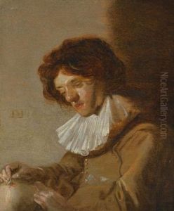 A Youth Holding A Flask by Dirck Hals