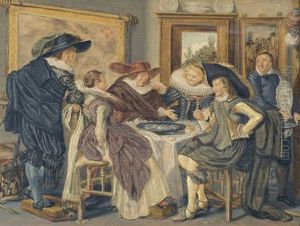 Interieur Mit Vornehmer Gesellschaft Beim Festmahl by Dirck Hals