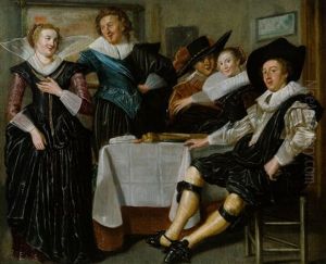 Elegante Gesellschaft In Einem Interieur by Dirck Hals