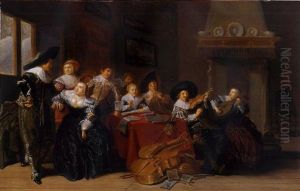 Elegant Figures At A Concert In An Interior by Dirck Hals