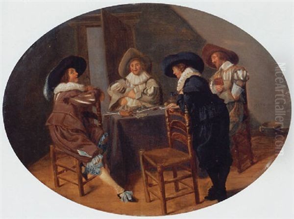Officers Smoking And Drinking In An Interior - view 1