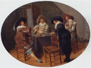 Officers Smoking And Drinking In An Interior