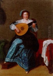 Dame Mit Laute by Dirck Hals