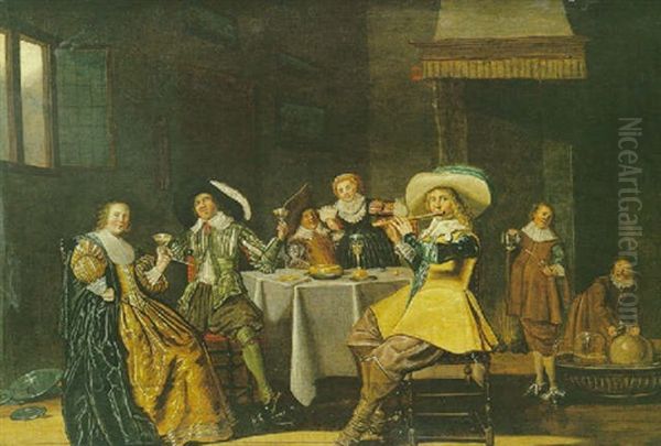 Flutiste Dans Un Interieur Bourgeois Hollandais - view 1