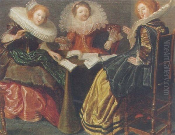 Three Women Singing In An Interior - view 1