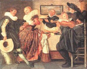 Elegant Company Dining To The Accompaniment Of A Violinist by Dirck Hals
