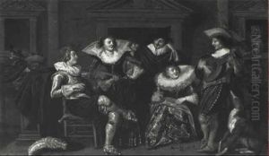 Elegant Figures On A Terrace Making Music by Dirck Hals