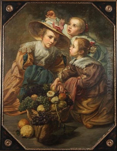 Three Maidens With Basket Of Fruit - view 1