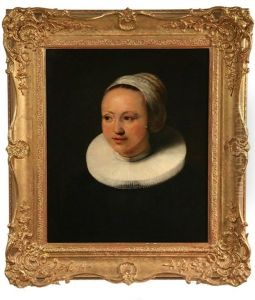 Dutch Bust Portrait Of A Young Woman In Ruff Collar And Bonnet