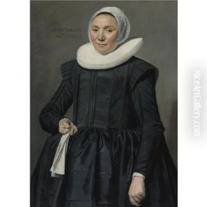 Portrait Of A Woman Holding A Handkerchief by Frans Hals