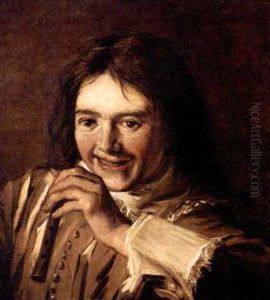 Portrait Of A Young Boy, Head And Shoulders, Playing A Pipe by Frans Hals