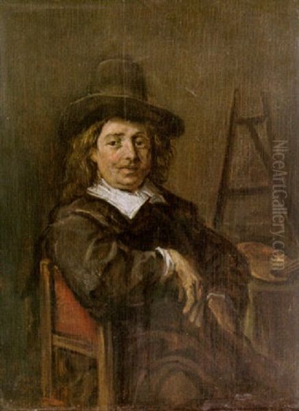 Portrat Eines Malers (david Teniers?), Der Seitlich Eines Tisches Sitzt - view 1