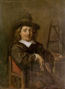 Portrat Eines Malers (david Teniers?), Der Seitlich Eines Tisches Sitzt