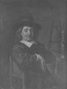 Portrat Eines Malers, Der Seitlich Eines Tisches Sitzt by Frans Hals