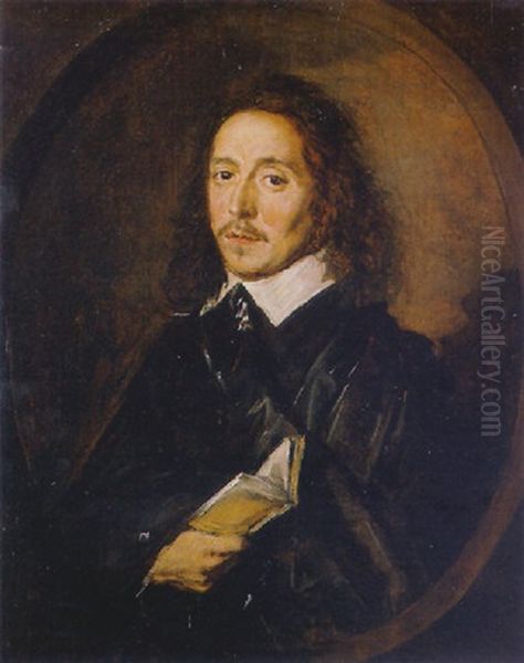 Portrait Of A Gentleman In A Black Coat And Collar, Holding A Book - view 1
