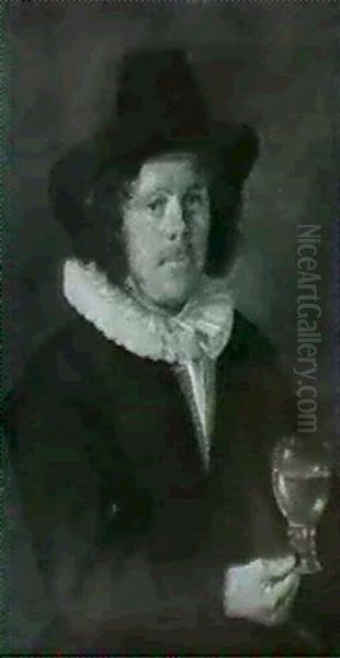 Portrait Of A Gentleman, Half Length, Holding A Roemer - view 1