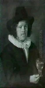 Portrait Of A Gentleman, Half Length, Holding A Roemer