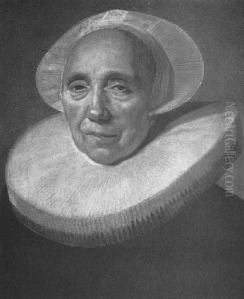 Portrait Of A Lady Wearing A Black Costume With A White     Ruff - view 1