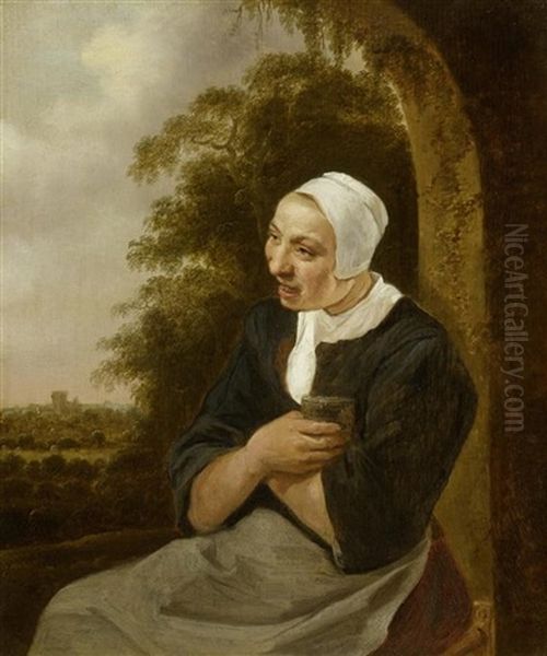 Junge Frau Vor Einem Torbogen - view 1