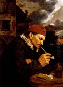 Pfeifenraucher Vor Bauernhaus by Harmen Hals